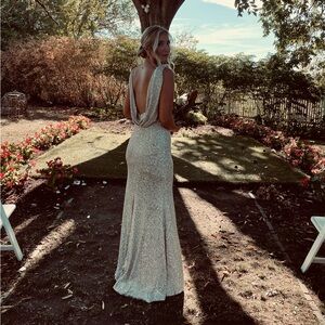 Bridesmaids dress, champagne, size 8